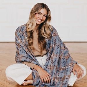 Plaid Fringe Scarf | Blue